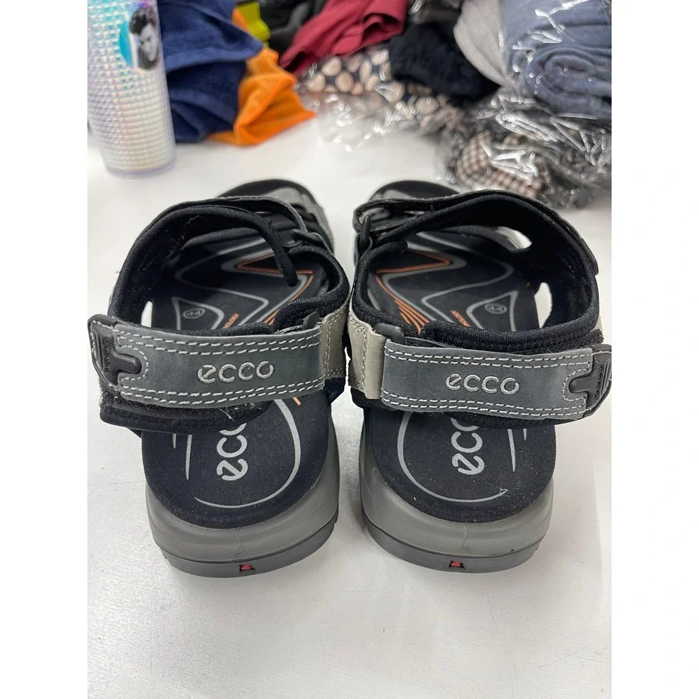 ECCO Yucatan Mens Grey Black Outdoor Hiking Sandals Receptor Technology Size 44